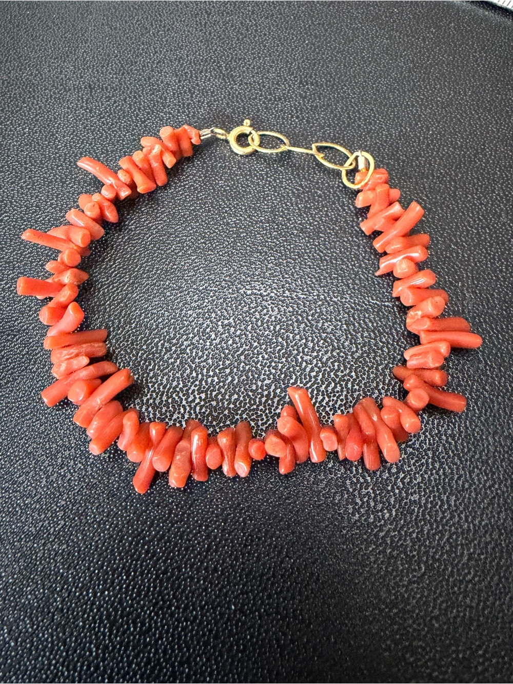 Beautiful simple orange red coral branch bracelet